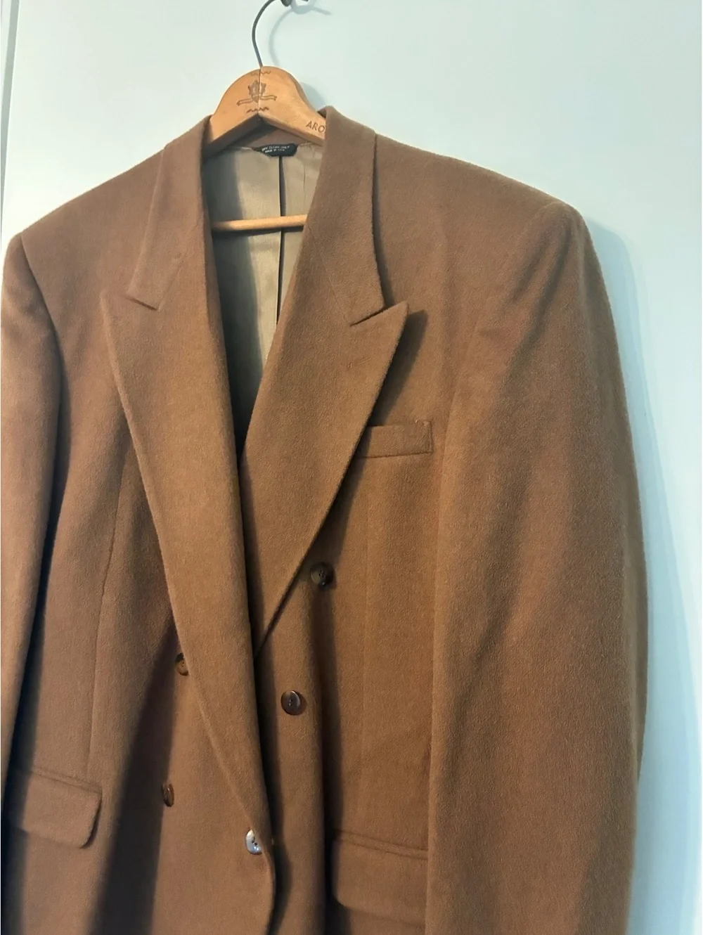Vintage Context 100% Camel Hair Double Breasted Blazer 44XL Made in USA